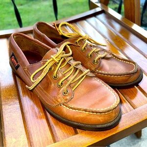 QUODDY Handmade Brown Leather Moccasin Shoes Women's Size 4.5M Made in Maine USA